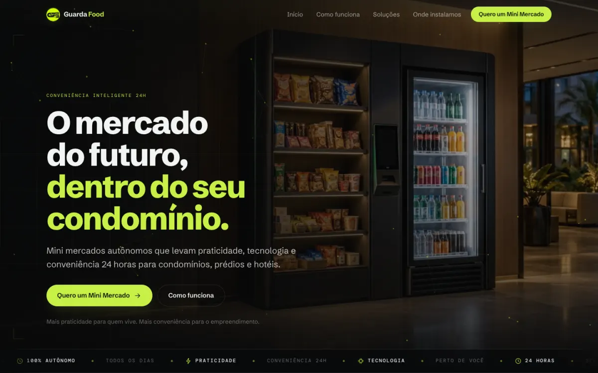 Site da Guarda Food, mini mercados autônomos para condomínios